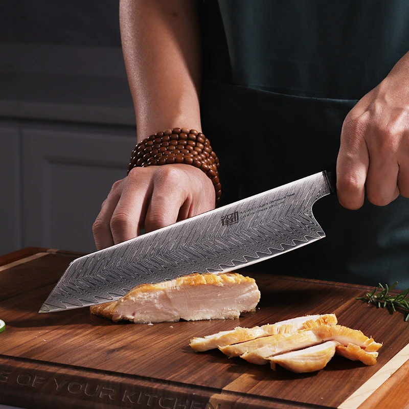 Цена Нож FINDKING Новый! Красный самурайский нож серии 9 дюймов Kiritsuke AUS-10 67 слоев Дамасская сталь кухонный нож шеф-повара