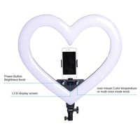 tiktok ring light 18 inch portable dimmable colorful heart shaped rgb led ring light with selfie heart ring light