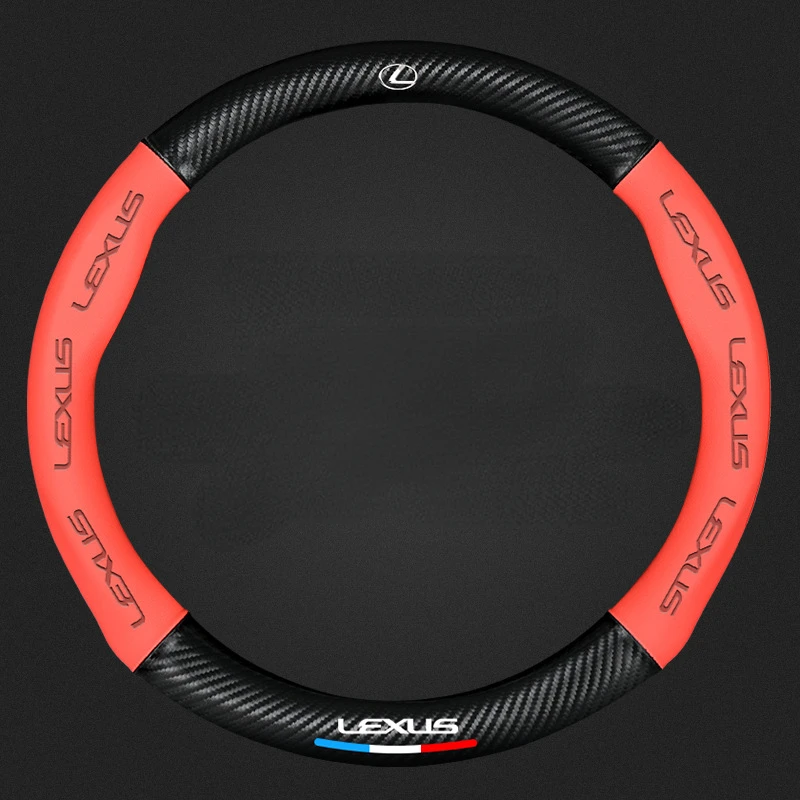 

For Lexus CT200h ES250 ES300h IS200 IS250 GS300 GS460 GX470 LS400 LX470 3D Embossing Carbon Fiber Leather Steering Wheel Cover