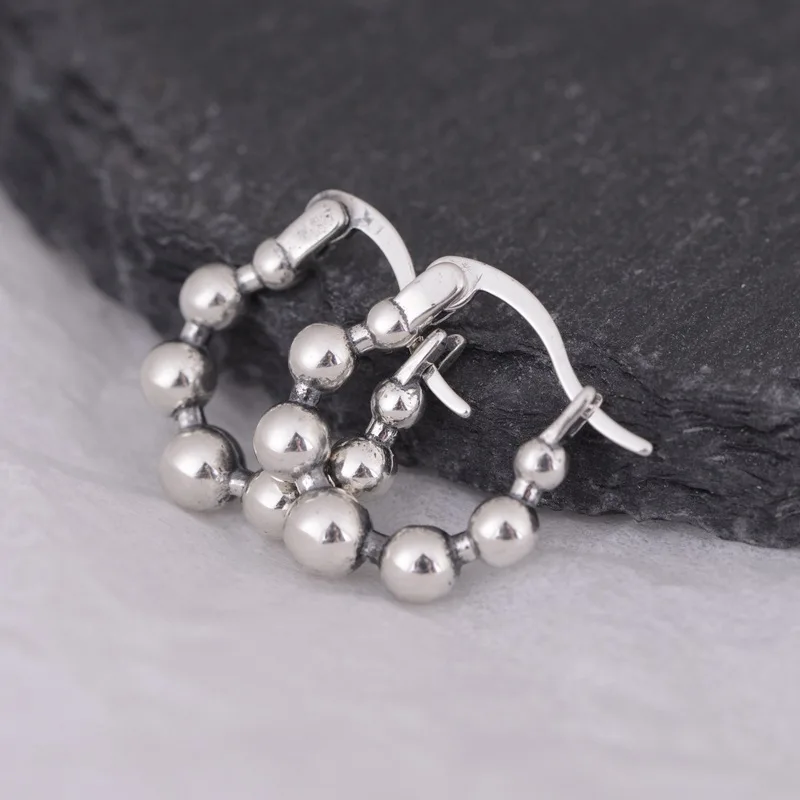 

Серьги-кольца FNJ из серебра 925 пробы с шариком для женщин, ювелирные изделия, новые простые серьги из стерлингового серебра 100% пробы