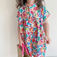 baby girl summer floral jumpsuit 2022 new korean style kids loose pants childrens cotton overalls toddler girls shorts rompers