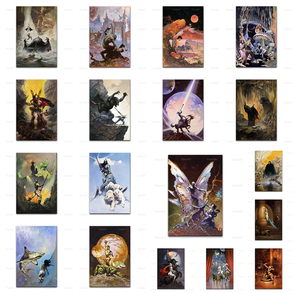 

Print The Secret People Silver Warrior Canvas Poster Retro Figure Scenery Painting Modular Picture Home Living Room Wall Decor