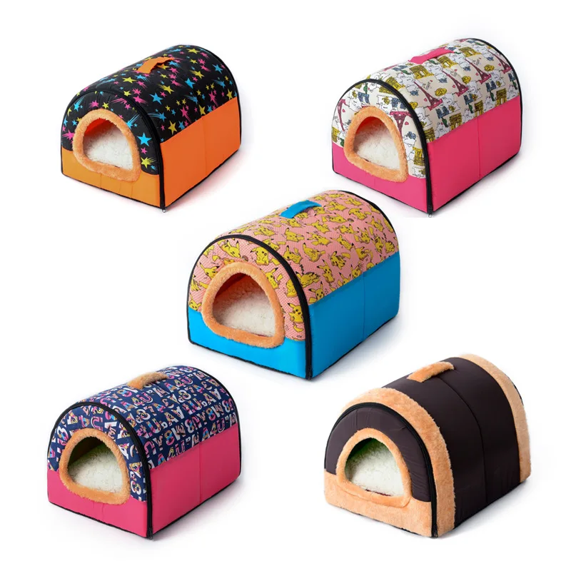 

Soft Warm Pet Kennel Cave Type DualUse Poodle Doghouse Cathouse Pet Bed House Nest Four Seasons Universal Pet Supplies
