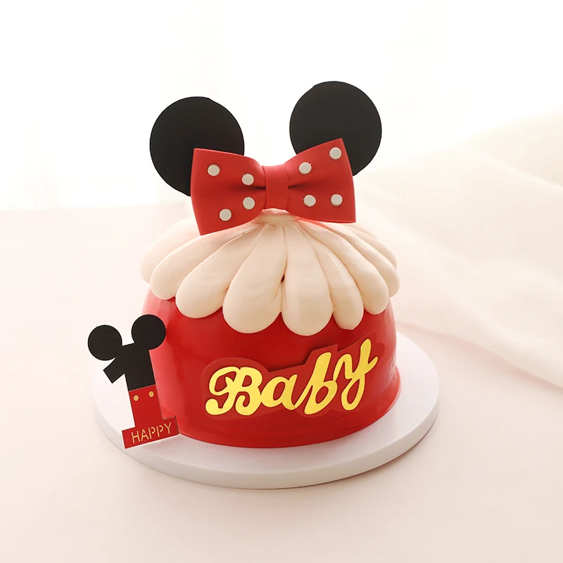 

Creative Baby Cake Topper Happy Birthday Cute Mice Ear Number for Kids Birthday Party Cake Decorating Supplies Baby Shower
