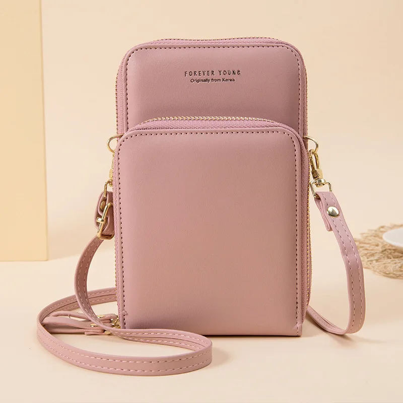 

Женская сумка-мессенджер через плечо, модный однотонный бумажник на молнии, женская сумка-Кроссбоди