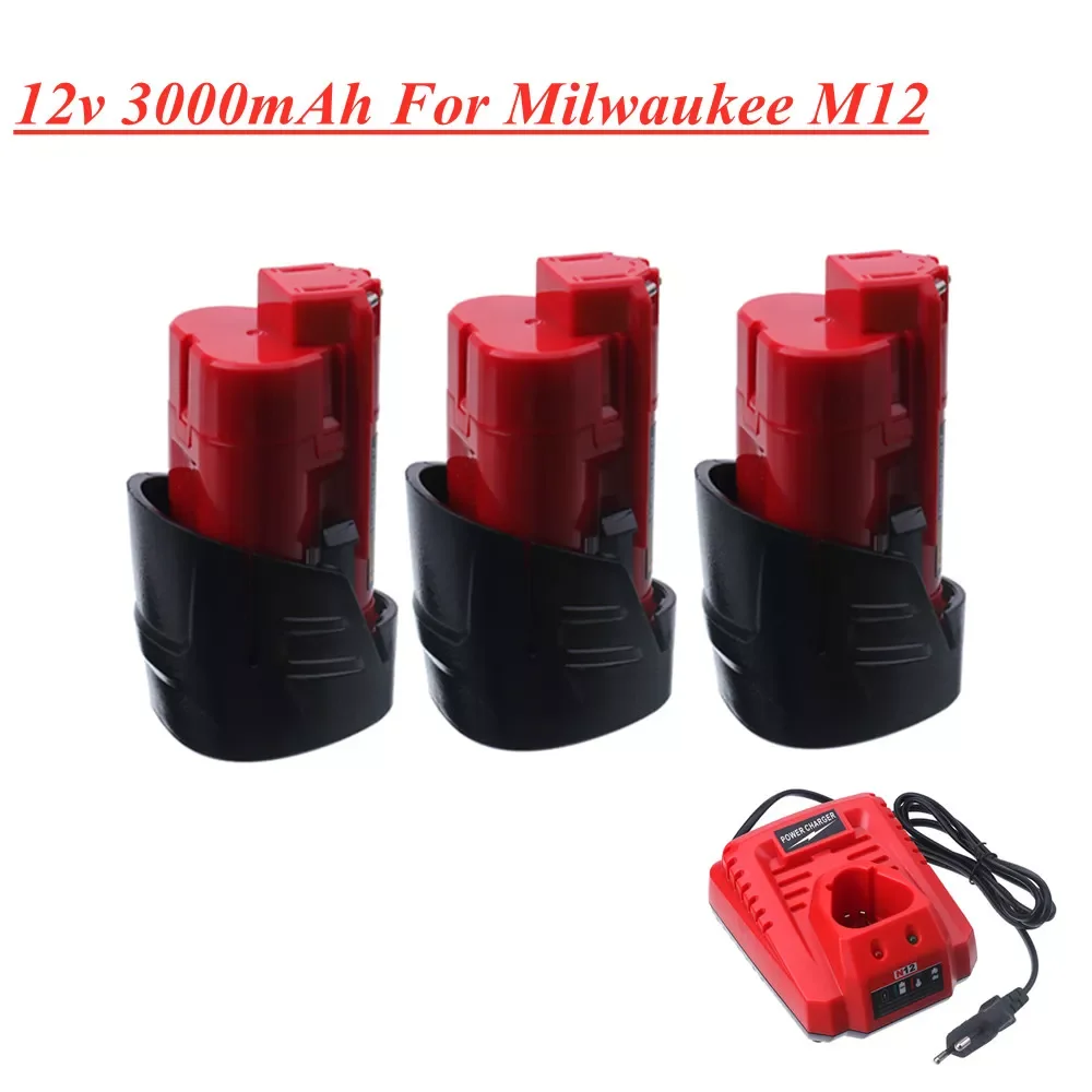 

12V 3000mAh Li-ion Battery For Milwaukee M12 XC Cordless Tools 48-11-2402 48-11-2411 batteries 48-11-2401 MIL-12A-LI