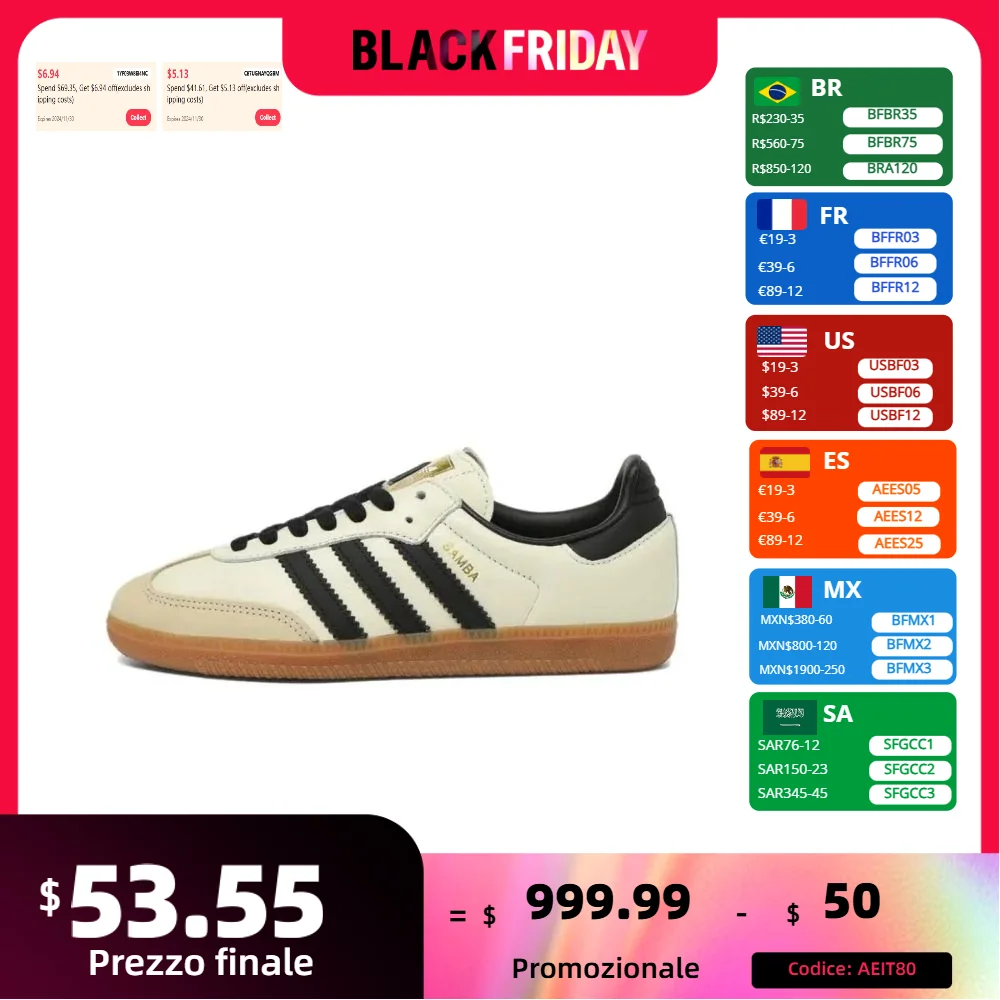 Adidas Original Origins Samba Нейтральные низкие трендовые классические повседневные туфли