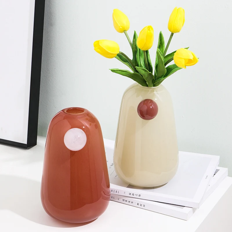 

Стеклянная ваза для высушенных цветов, милая Минималистичная в стиле модерн в эстетике, горшки для растений в скандинавском стиле, домашнее...