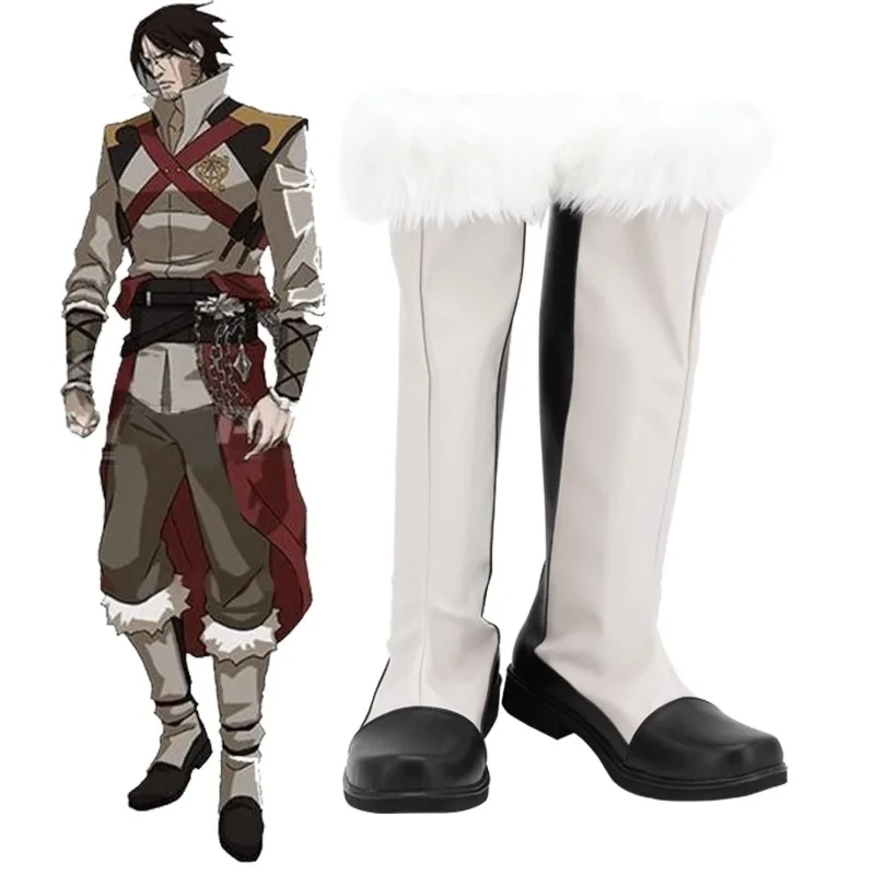 

Обувь для косплея Castlevania Trevor Belmont, длинные ботинки, кожаные костюмы, аксессуары для показа выступлений, реквизит для игры на Хэллоуин, мужские аксессуары