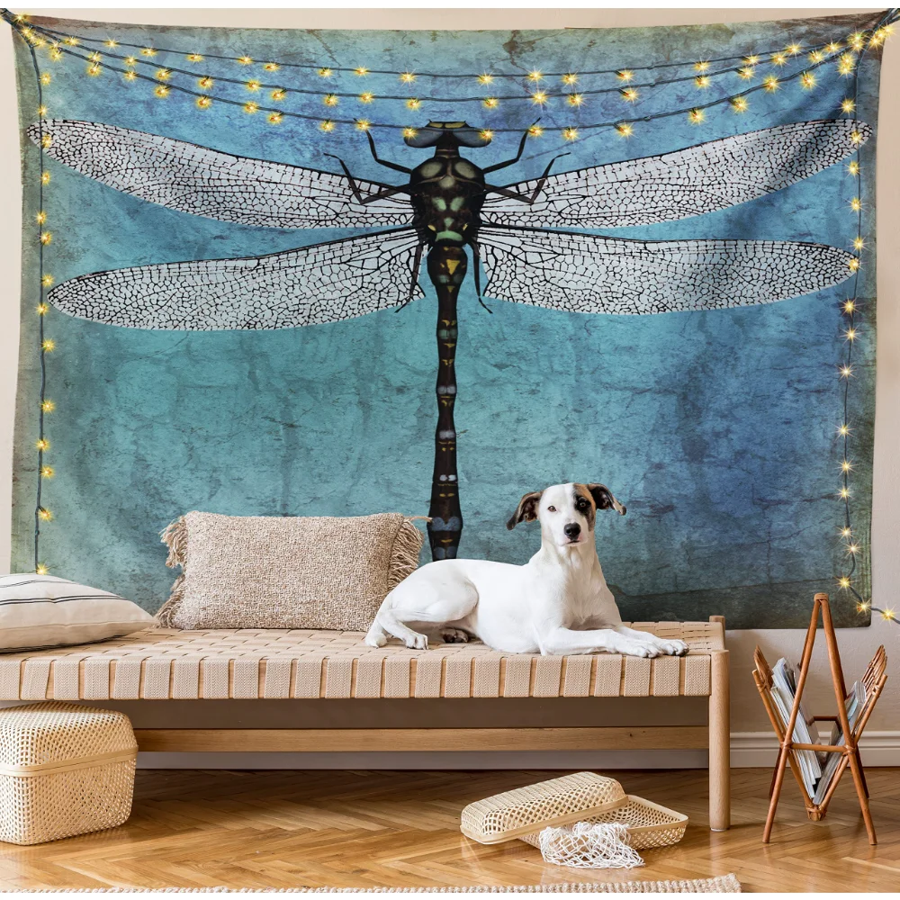 Dragonfly Tapestry Insect Animal Wall Hanging Grunge Vintage Style Tapestries Bedroom Living Room Dorm Decor Mural Blanket Cloth