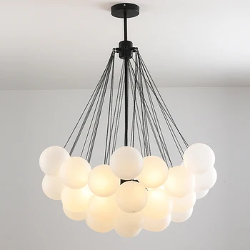Nordic Gold Black Bubble Chandelier Frosted Glass Ball Chandelier for Dining Room Living Room Decoration Light Kitchen Fixtures