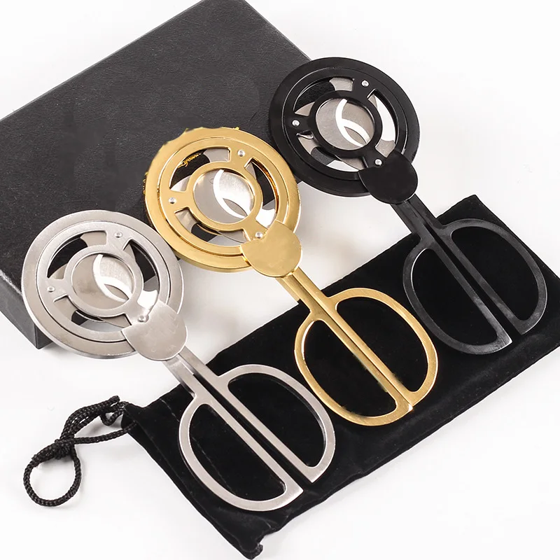 

High Quality Triple 3 Blades Stainless Steel Gold Plated Cigar Cutter Pocket Gadgets Knife Cuban Cigars Scissors Wholesale Gift