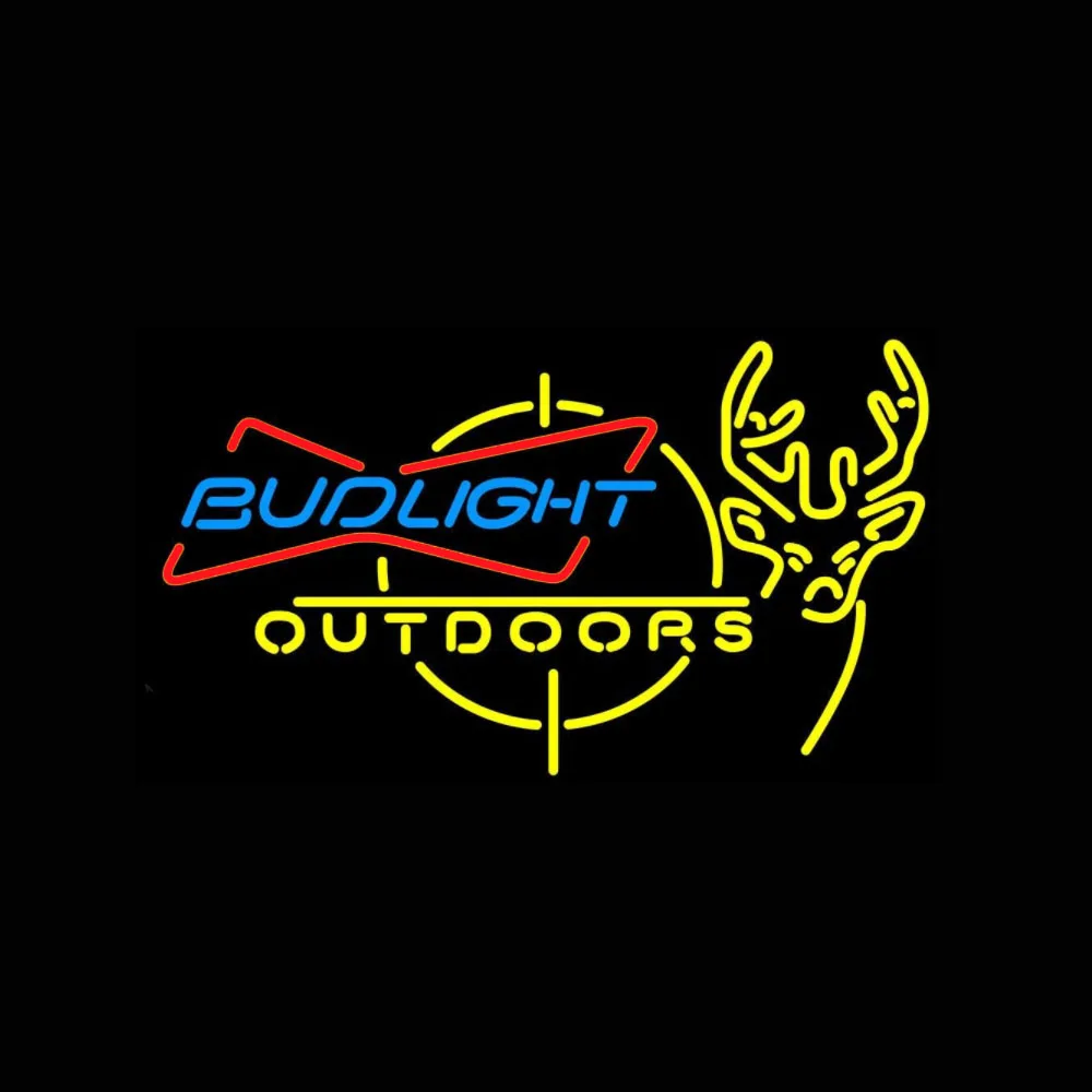 

Bud Light Outdoors Deer Hunt Custom Lamp Handmade Real Glass Tube Beer Bar Store Advertise Wall Decor Display Neon Sign 24"X 20"