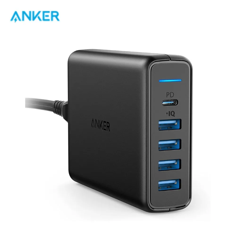 Сетевое зарядное устройство USB C Anker Premium 60 Вт 5-портовое настольное с одним портом