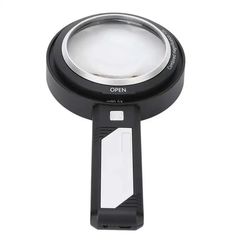 

LED Lighted Magnifier Charging Comfortable Grip 6 LED Handheld Magnifying Glass for Read Books