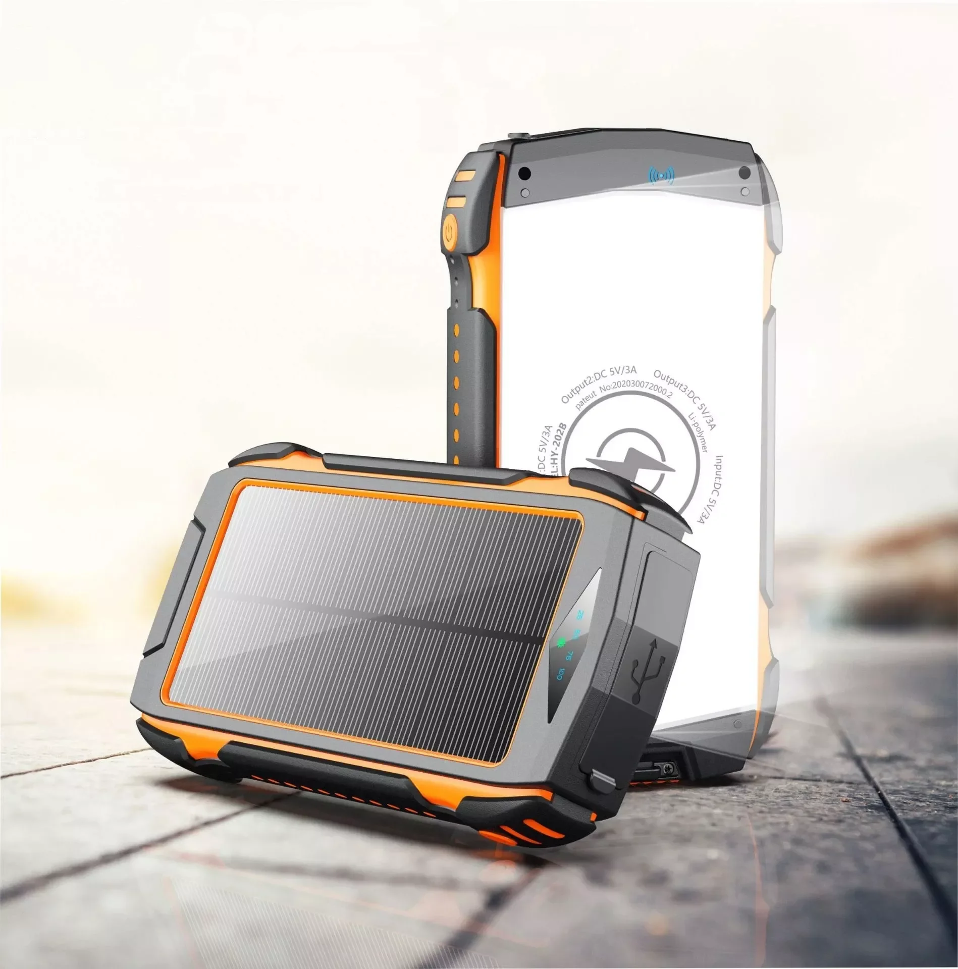 

Solar Power Bank Waterproof 100000mAh Solar Charger USB Ports External Charger Powerbank for Xiaomi 5S Smartphone with LED Light