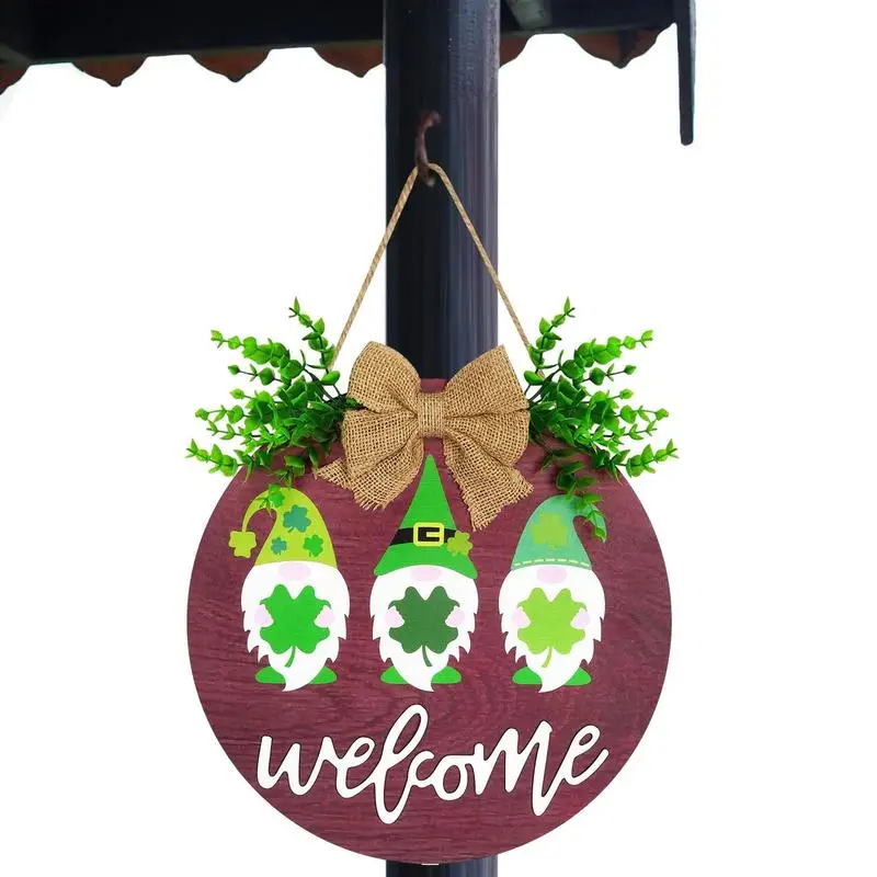 

Знак приветствия ко Дню Св Патрика, знак гнома для двери комнаты, венок ко Дню Св Патрика для входной двери, круглый деревянный знак приветст...