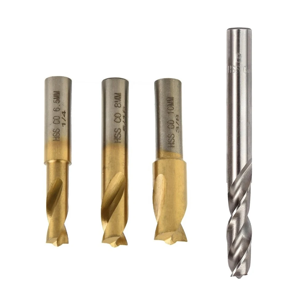 

4pcs 6.5mm 8mm 10mm Drill Bit Kit HSS CO Spot-Weld Cutter Welding Drill Bit Countersink Bit 45mm/79mm Length Drill Bit Set
