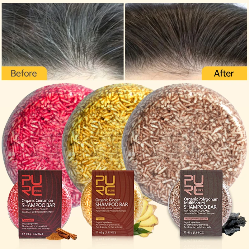 

PURC Polygonum Soap Hair Growth Darken Shampoo Bar Ginger Hair Grow Soaps Anti-loss Dandruff Smooth Handmade Hair Solid Shampoo