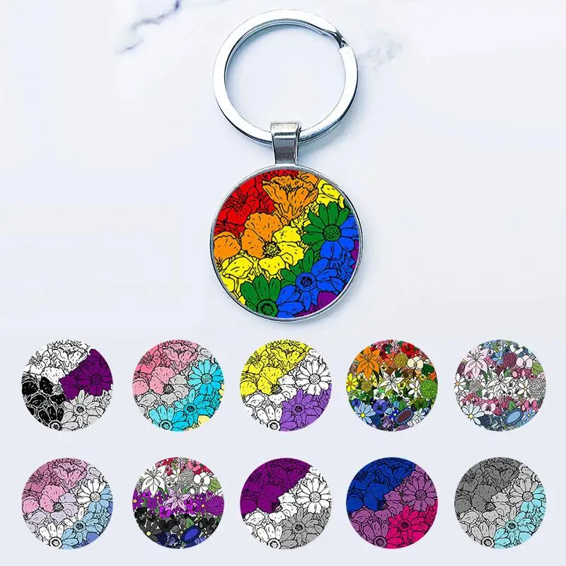 

Hand drawn lines and flowers Pattern Glass Cabochon Pendant Gifts for Women Bag Keychains GYF321