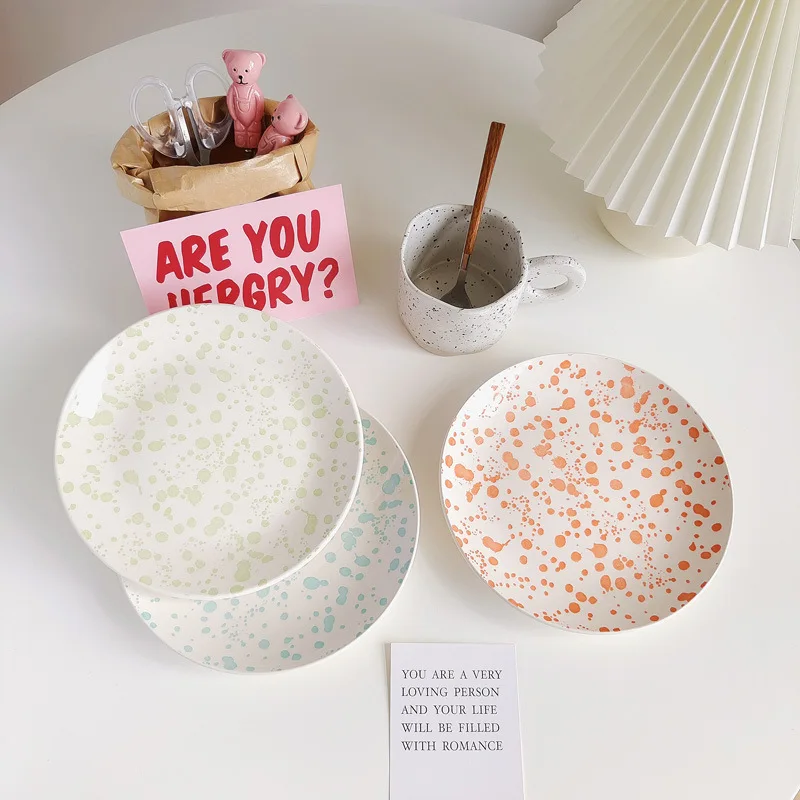 

Дизайнерская тарелка с чернилами, столовая посуда, керамическая тарелка для фруктов, лапши, завтрака, салата, столовая посуда, кухонная посу...