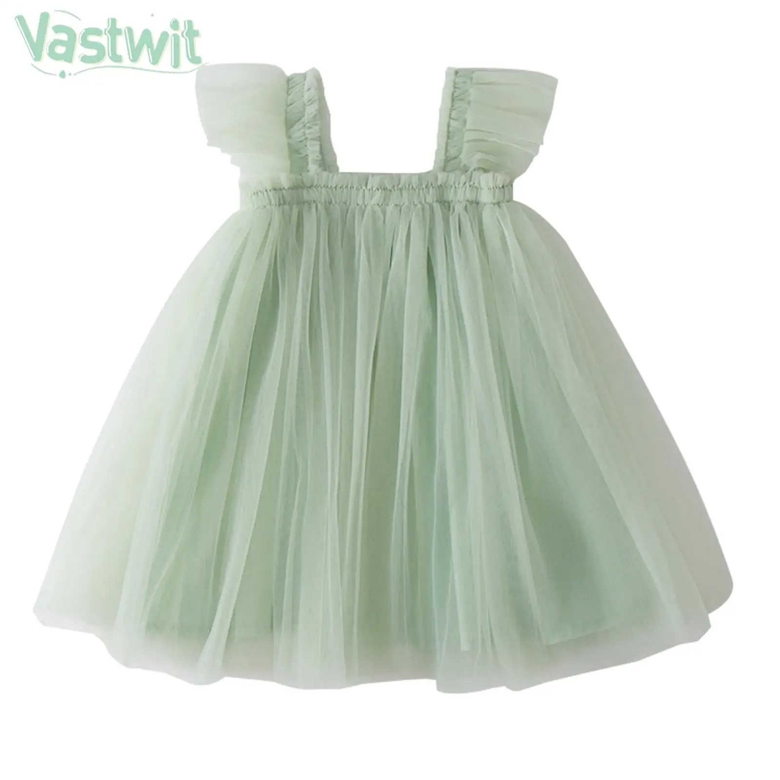 

Kids Girls Colorful Dress Sleeveless Square Collar Kids Daily Casual Wear Child Girls Evening Party Wedding Formal Occasion Wear