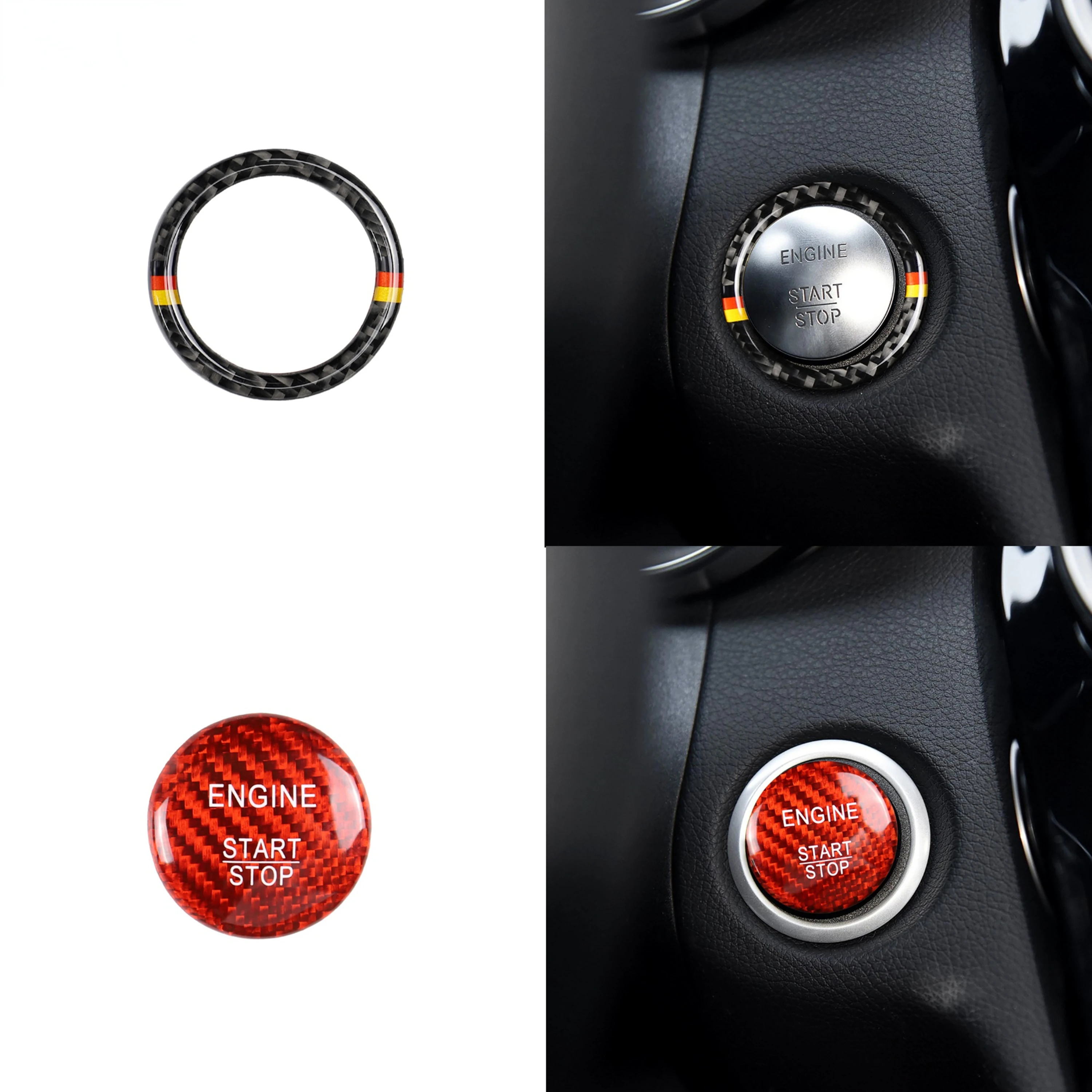 

For Mercedes Benz C E Class W204 W205 W213 GLC Accessories Car Engine Start Stop Button Cover Trim Ignition Ring Interior Set
