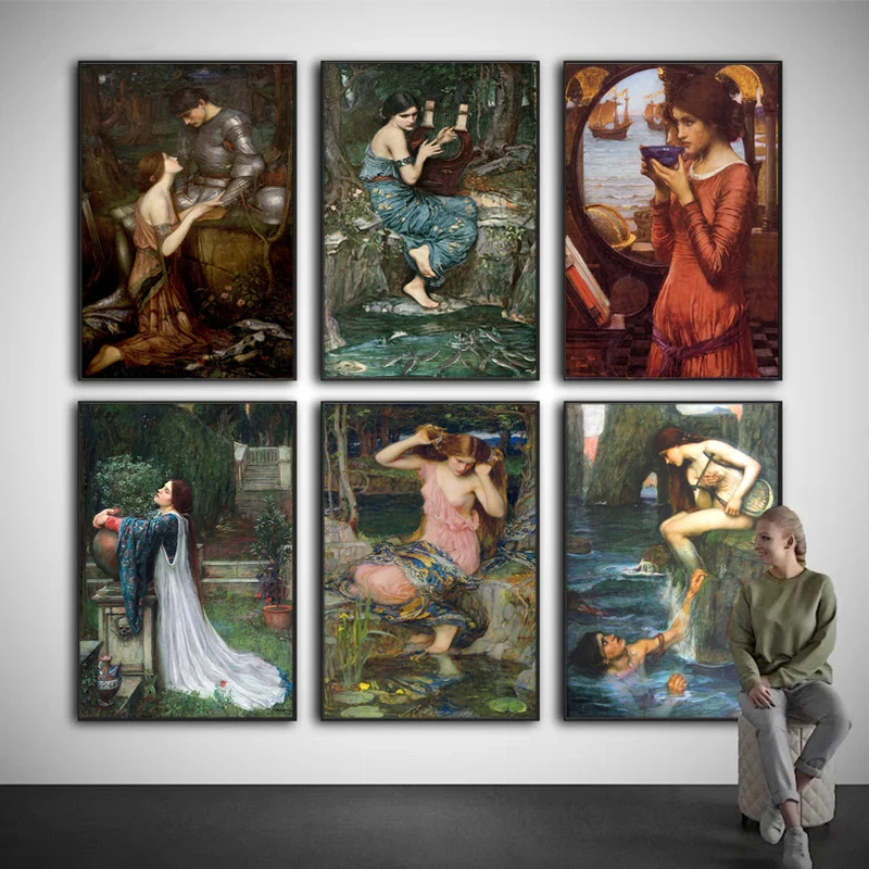 

John William Waterhouse Vintage Wall Art Poster Woman Portrait Canvas Painting Print Classical Picture Living Room Home Decor