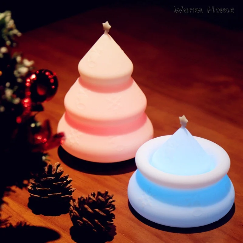 

LED Colorful Christmas Tree Silicone Night Lights USB Charging Pat Sleeping Decoration Atmosphere Lamps Holiday Gift Room Decor