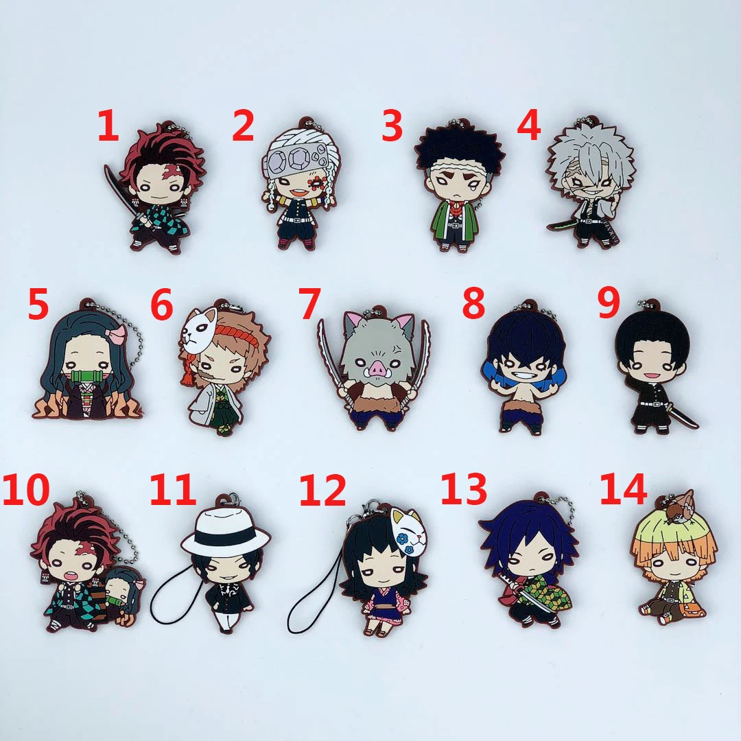 

Demon Slayer Kimetsu no Yaiba Anime Rubber Keychain Key Ring Race Straps Cosplay