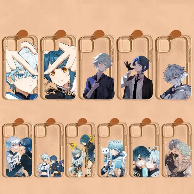 

Genshin Impact Xingqiu Chongyun Phone Case for iPhone 11 12 13 mini pro XS MAX 8 7 6 6S Plus X 5S SE 2020 XR clear case