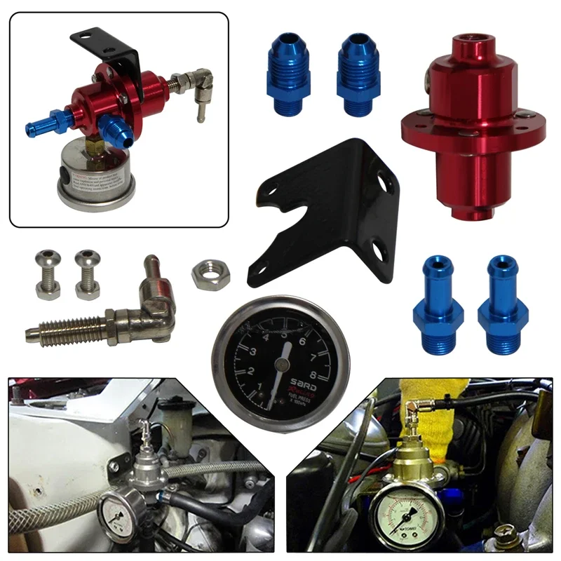 uminum aluminiowy 140 PSI regulowany regulator ciśnienia paliwa 1:1 + zestaw wskaźników oleju KPA czarny/niebieski/czerwony