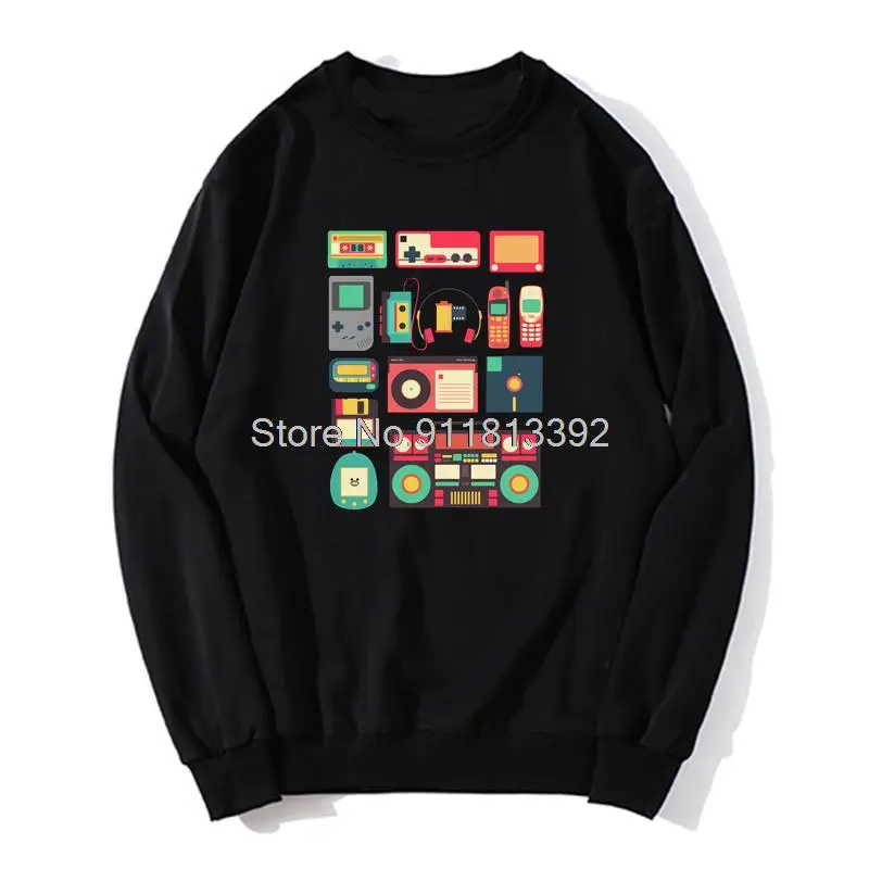 

Techno Game PC hoodie Console Cassette Controller Telephone Technology Videogame Hoodies Unisex Men Fleece Sweater Sweatshirt