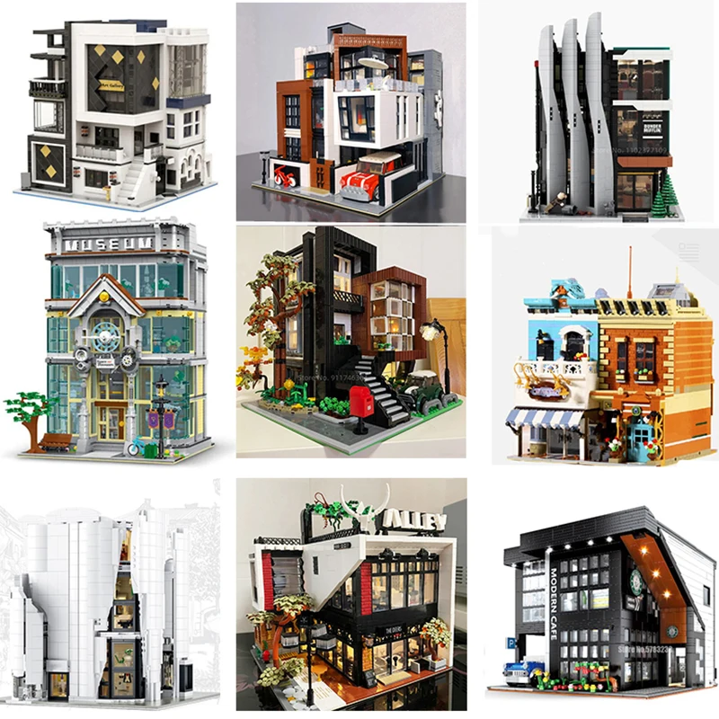 Street View Blooms Modular Weapons Museum Cinema Boutique Hotel Toy Shop Afol Square Sanctorum Christmas Building Block Gift