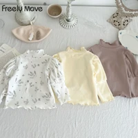 freely move korea girls t shirt autumn toddler kids baby clothes cotton turtleneck tshirt floral tee top casual infant outfit