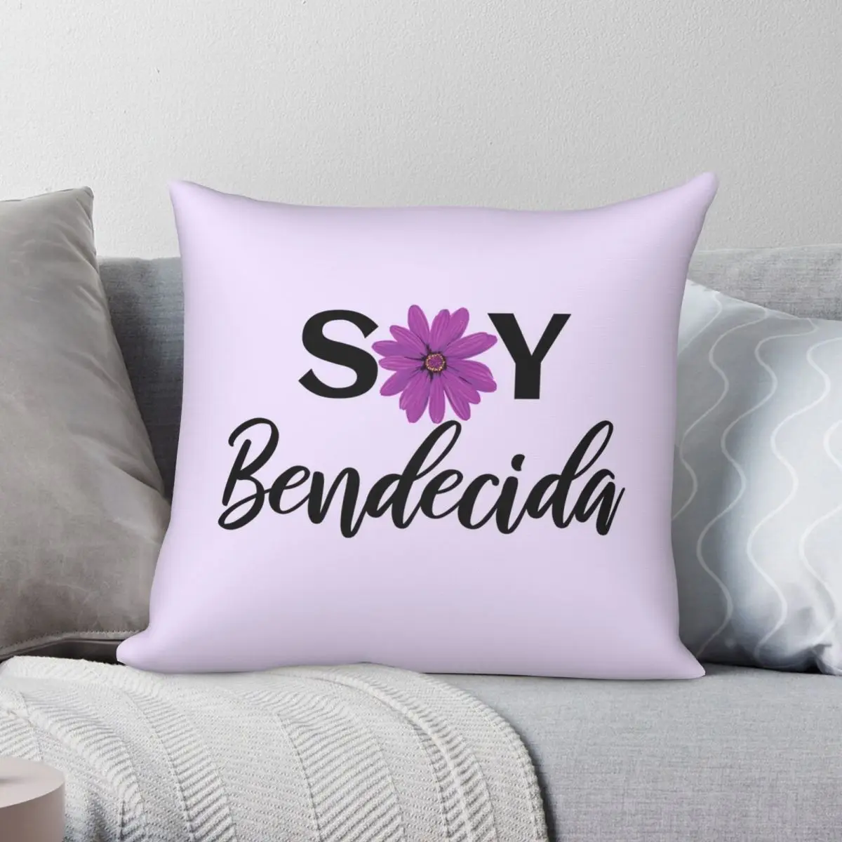 

Soy Bendecida I Am Blessed Spanish Pillowcase Polyester Linen Velvet Creative Decor Pillow Case Sofa Seater Cushion Cover 45x45