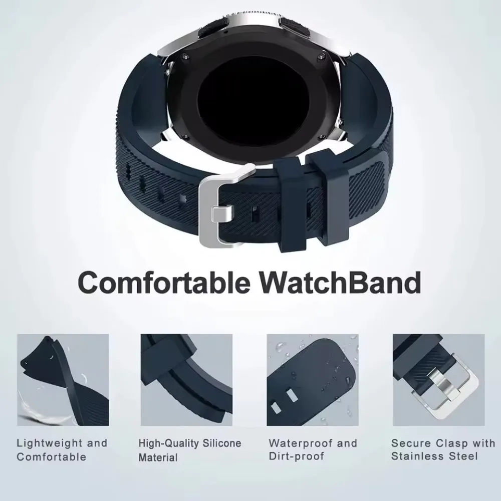 Фото Силиконовый ремешок 22 мм для Xiaomi Watch 5/S4 Sport/2 Pro, удобный браслет для Realme Watch 5/S/3 Pro/OPPO Watch S/X2/4 Pro №1
