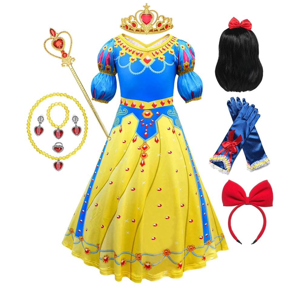

2022 Summer Princess Dress For Girls Snow White Cosplay Costume Kids Dress Children Party Birthday Fancy Gown Vestidos