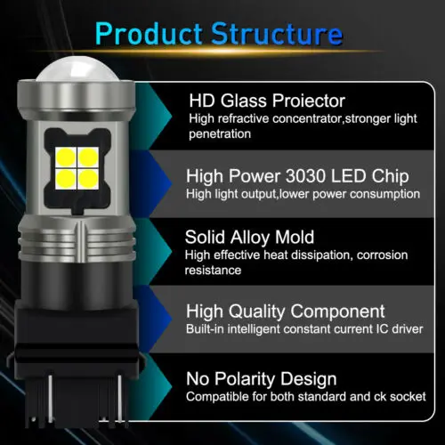 

Glofe Super Bright White 3157 3156 3057 Led Drl Day Time Running Light Lamp Bulb