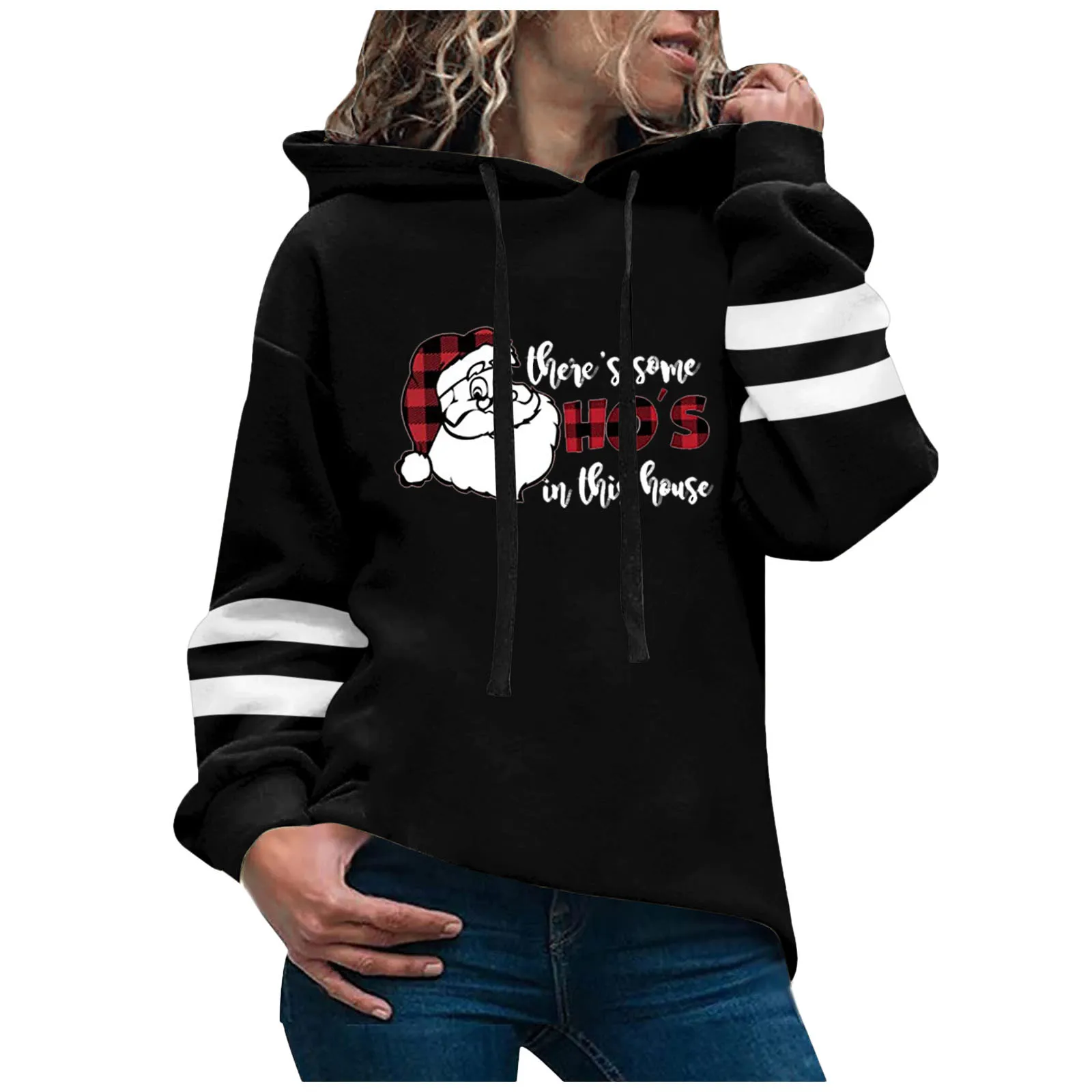 

Lightweight Zip up Hoodie Women Women O Neck Long-Sleeved Casual Hoodie Christmas Print Tether Sweatshirt Shirt Long Sleeve T