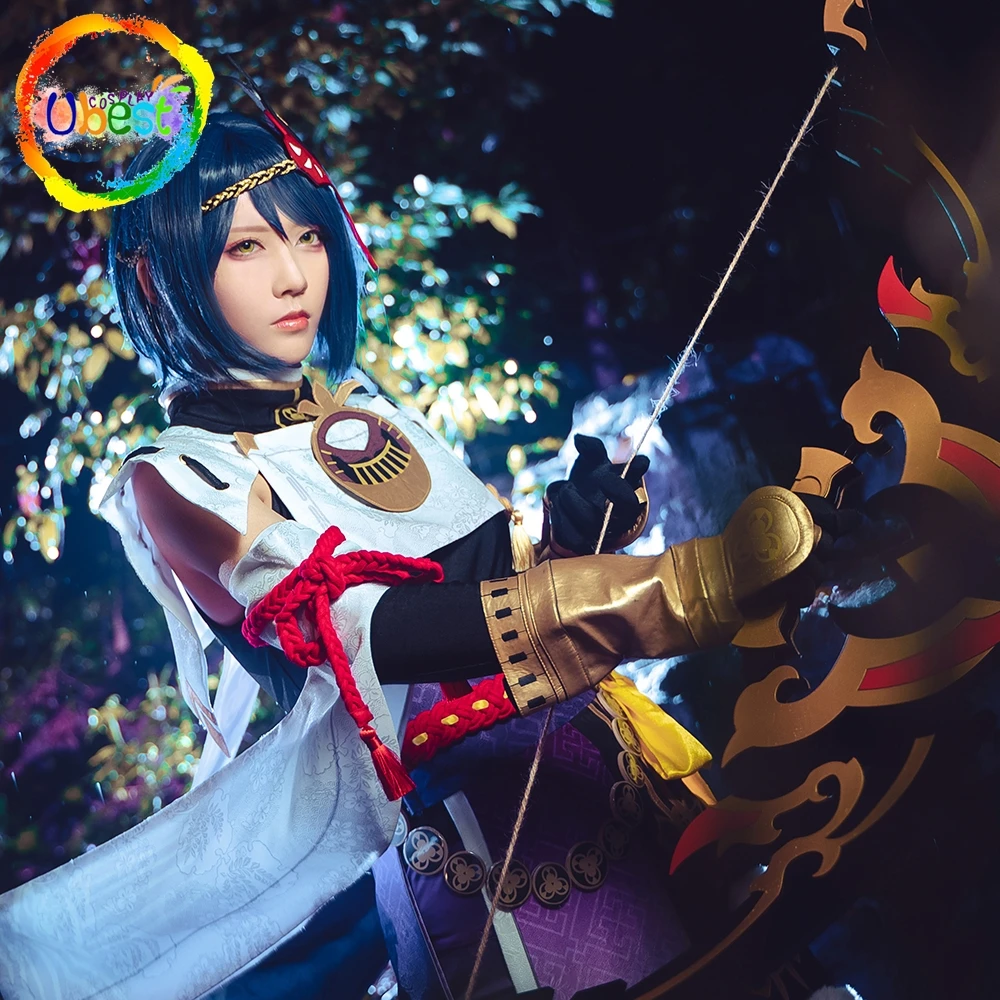 

Genshin Impact Kujou Sara Costume Cosplay Suit Shoes Wig Outfit