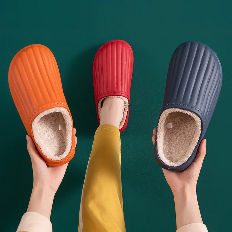 Winter Warm Home Slippers Waterproof Non-Slip Women Men Indoor Cotton Non-slips Ladies Soft Slippers Memory Foam Couples Shoes