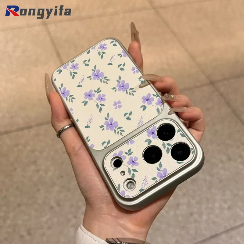 Фото Чехол для телефонов Realme N65 N63 N61 N55 N53 Note 80 70 70T 60 60X 50 Q5 Q5i Q3 Q3i Q2 5G 4G, белый, из искусственной кожи, с фиолетовым цветочным узором №5