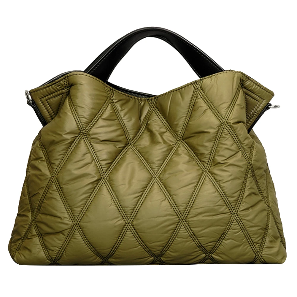 

Luxury Brand Space Bag Rhombic Lattice Cotton-Padded Handbag Women's Elegant Down Bag Nylon Ladies Shopping Bag Tote Purse Bolsa