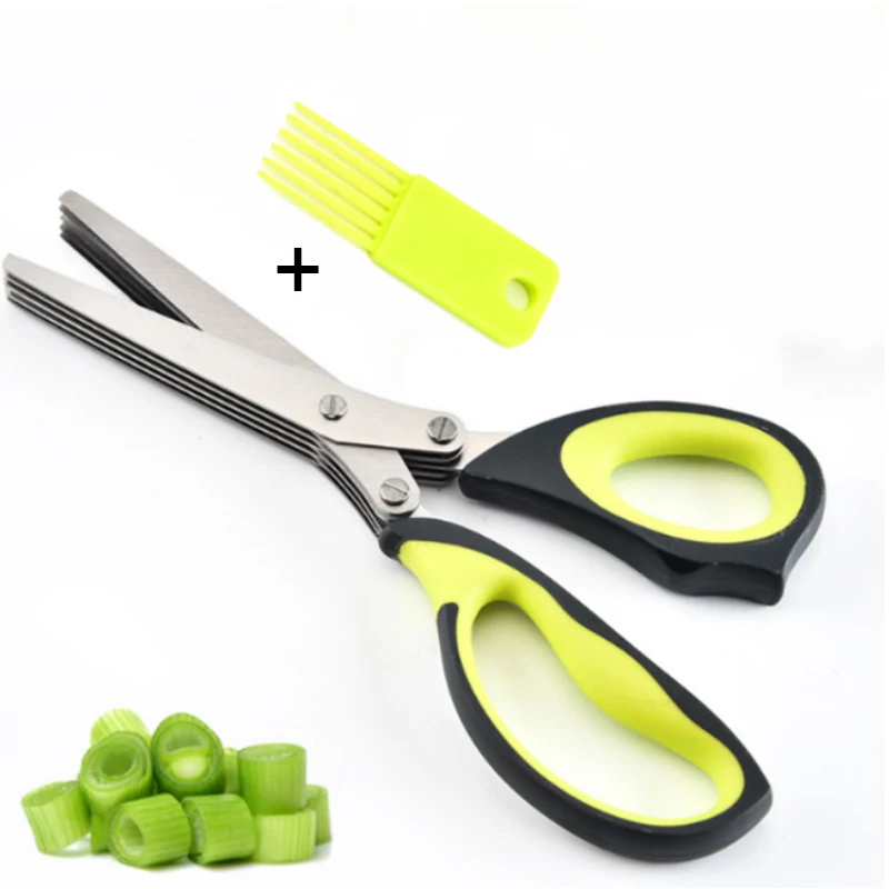 

Stainless Steel Kitchen Scissors 5 Blades Scallion Shredded Herb Rosemary Chopped Cutter Kitchen Scissors Tool Accessories