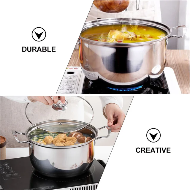 Stainless Steel Soup Pot Daily Use Stockpot Milk Boiling Water Cooking Boiler Kitchen Supplies 4