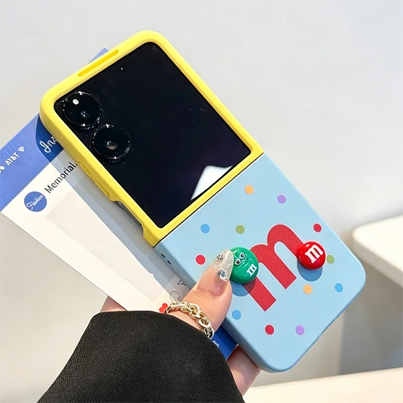Фото Чехлы для телефонов Samsung Flip 6, милые 3D-чехлы с рисунком бобов для Samsung Z Flip6, Z Flip5/ Xiaomi Mix Flip/ Mix Flip2, чехол с цветовыми блоками №3
