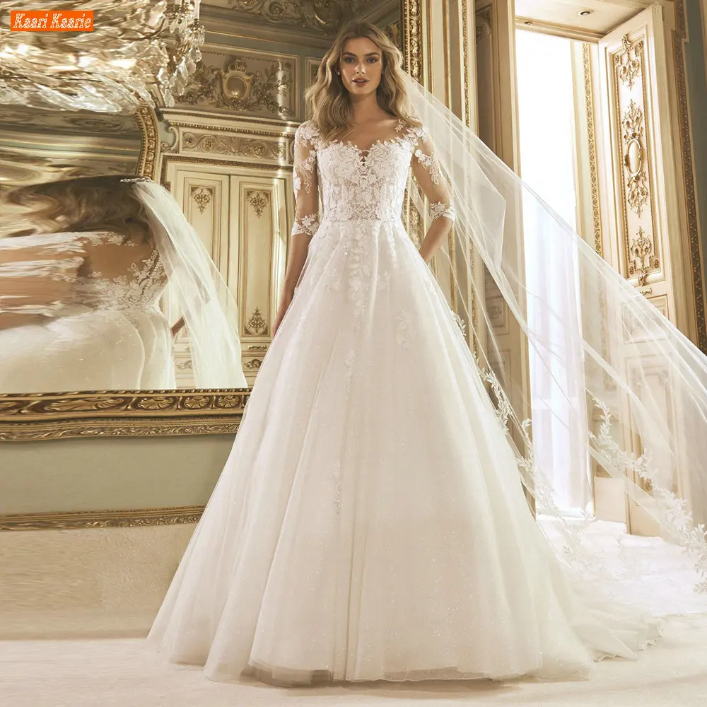

Elegant Appliqued White Wedding Dresses Half Sleeves 2023 Robe De Mariée Custom Made Bridal Gowns High Quality свадебное платье
