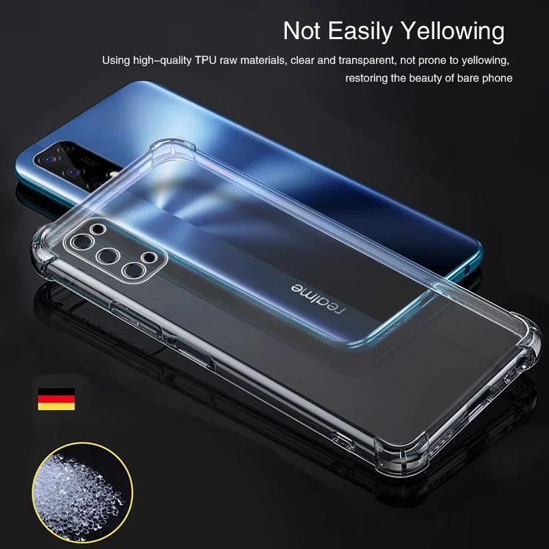 Мягкая прозрачная задняя крышка из силикона с подушкой безопасности для OPPO Realme 7