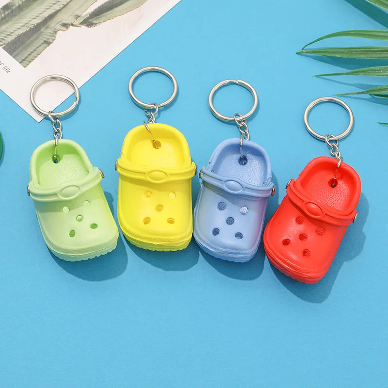 20pcs Mixed Colors 3D Mini 7cm EVA Beach Hole Little Croc Shoe Keychain Bag Accessories Keyring Car Handbag Key Chain Charms